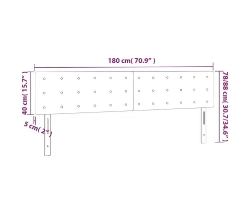 Voodipeatsid 2 Tk, Helehall, 90X5X78/88 cm Samet