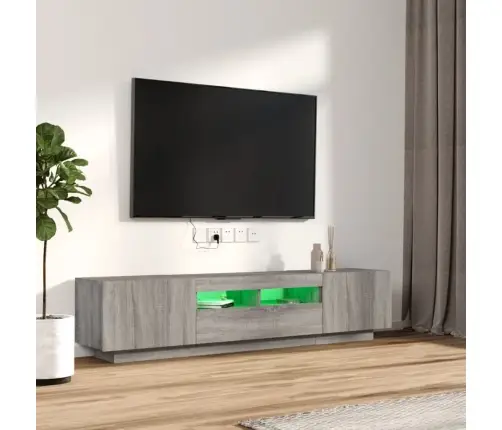2-Daļīgs Tv Skapīšu Komplekts, Led, Pelēks, Inženierijas Koks Vidaxl