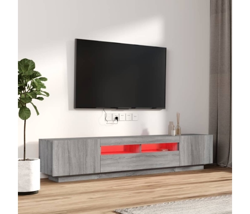 Tv Spintelių Komplektas Su Led, 2 Dalių, Pilkas Ąžuolo, Mediena