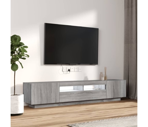 Tv Spintelių Komplektas Su Led, 2 Dalių, Pilkas Ąžuolo, Mediena