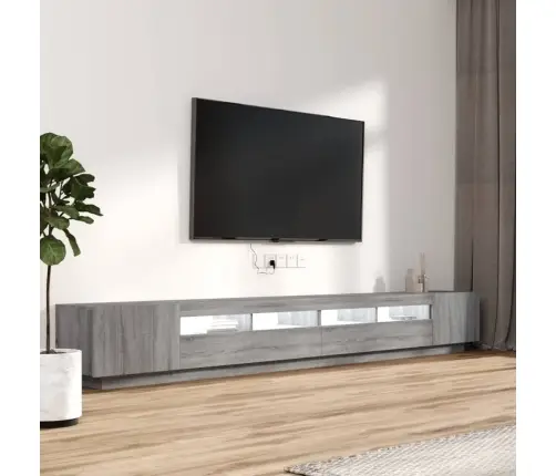3-Daļīgs Tv Skapīšu Komplekts, Led, Pelēks, Inženierijas Koks Vidaxl