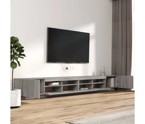 3-Daļīgs Tv Skapīšu Komplekts, Led, Pelēks, Inženierijas Koks Vidaxl