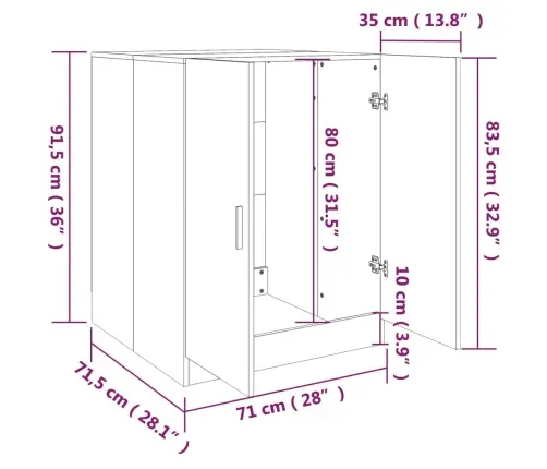 Veļasmašīnas Skapītis, Pelēka Ozolkoka Krāsa, Inženierijas Koks Vidaxl