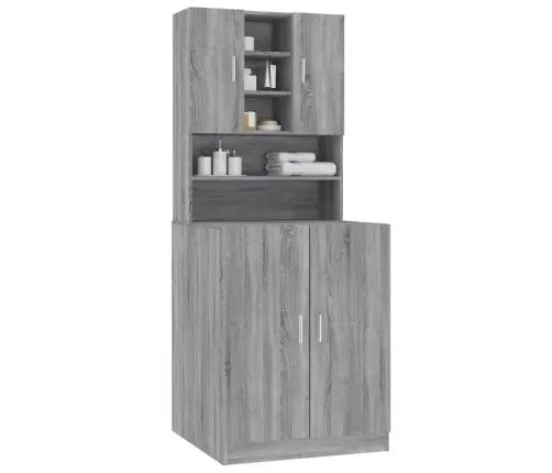 Veļasmašīnas Skapītis, Pelēka Ozolkoka Krāsa, Inženierijas Koks Vidaxl