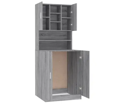 Veļasmašīnas Skapītis, Pelēka Ozolkoka Krāsa, Inženierijas Koks Vidaxl