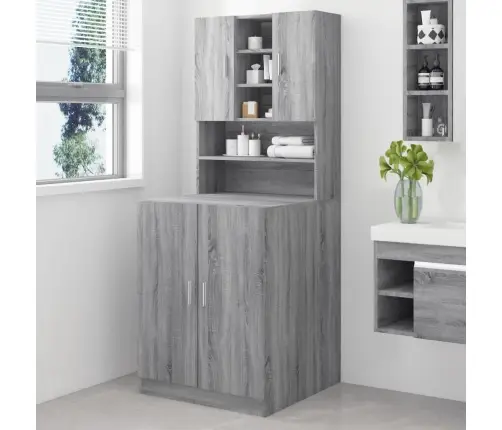 Veļasmašīnas Skapītis, Pelēka Ozolkoka Krāsa, Inženierijas Koks Vidaxl