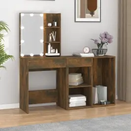 Kosmetinis Staliukas Su Led/Spintele, Dūminio Ąžuolo, Mediena