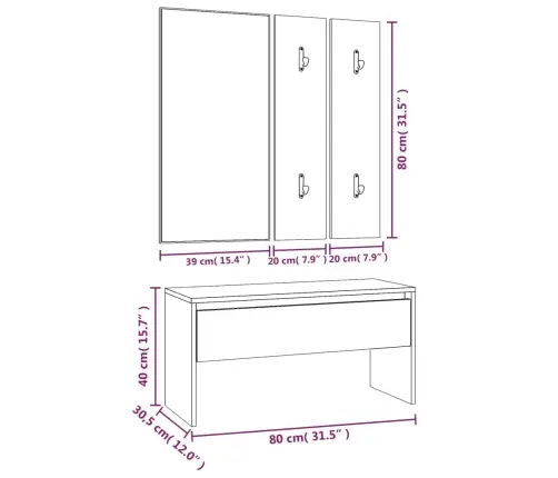 Esiku Mööblikomplekt, Pruun Tamm, Tehispuit