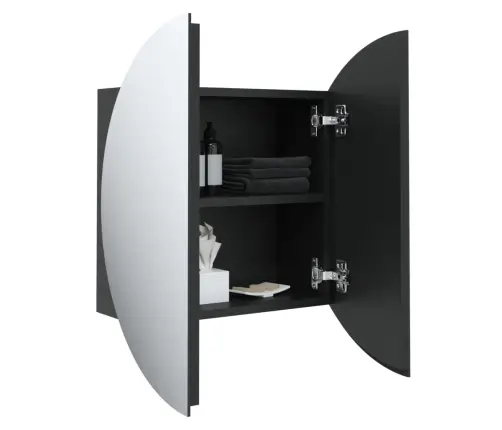 Vannasistabas Skapītis, Spogulis Ar Led, Melns, 40X40X17,5 Cm Vidaxl