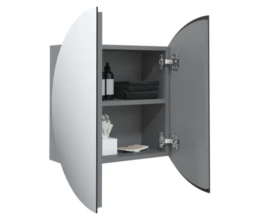 Vannitoakapp Ümmarguse Peegli Ja Lediga, Hall, 40X40X17,5 Cm