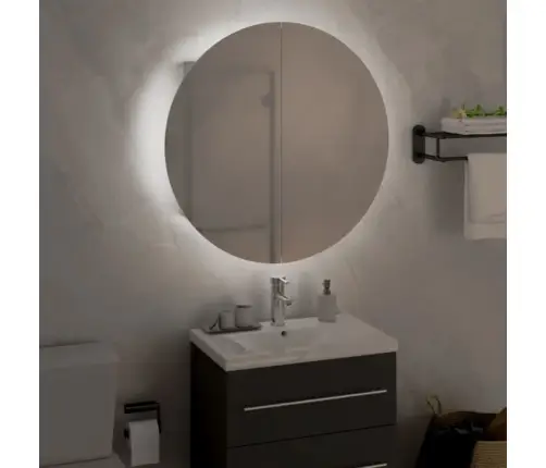 Vannasistabas Skapītis, Spogulis Ar Led, Balts, 47X47X17,5 Cm Vidaxl