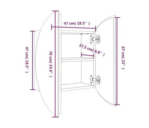Vonios Kambario Spintelė Su Veidrodžiu/Led, Pilka, 47X47X17,5Cm
