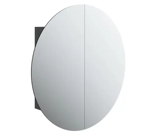 Vannitoakapp Ümmarguse Peegli Ja Led-Iga, Must, 54X54X17,5 Cm