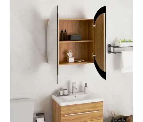 Vannasistabas Skapītis, Spogulis Ar Led, Koka, 54X54X17,5 Cm Vidaxl