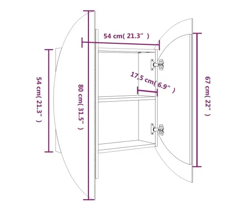 Vannasistabas Skapītis, Spogulis Ar Led, Koka, 54X54X17,5 Cm Vidaxl