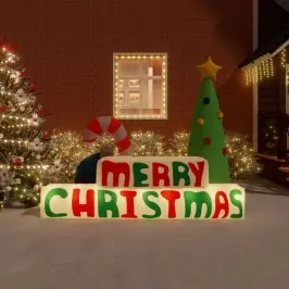 Pripučiama Dekoracija Merry Christmas Su Led Lemputėmis, 197Cm