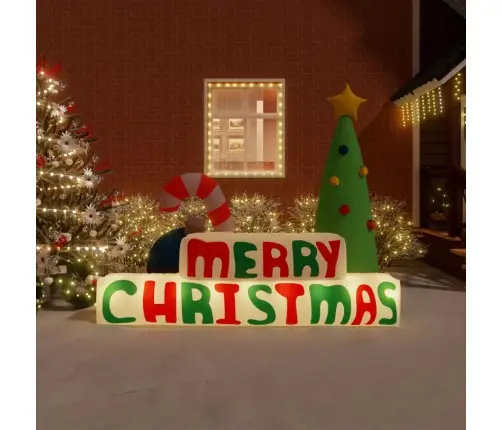 Pripučiama Dekoracija Merry Christmas Su Led Lemputėmis, 197Cm