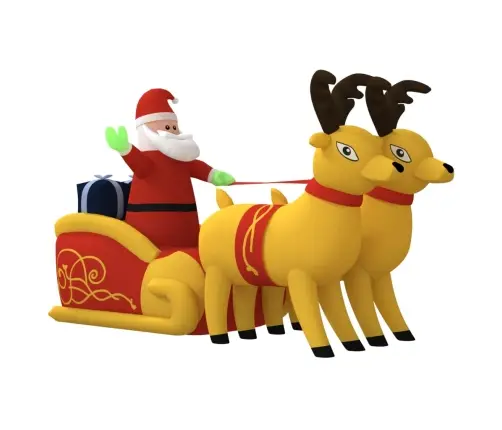 Piepūšama Ziemassvētku Dekorācija, Salavecis Un Brieži, 130 Cm Vidaxl