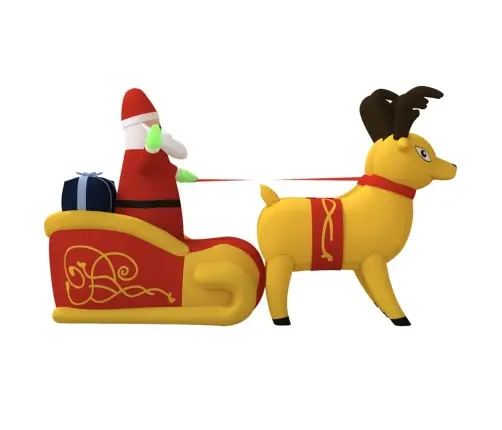 Piepūšama Ziemassvētku Dekorācija, Salavecis Un Brieži, 130 Cm Vidaxl