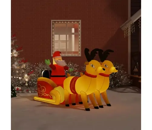 Piepūšama Ziemassvētku Dekorācija, Salavecis Un Brieži, 130 Cm Vidaxl