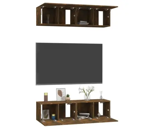 Telerikapid 4 Tk, Suitsutatud Tamm, 60X30X30 cm Tehispuit