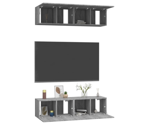 Sienas Tv Skapīši, 4 Gb., Pelēki, 60X30X30Cm, Inženierijas Koks Vidaxl