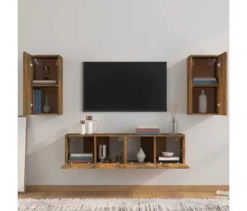 4-Osaline Telerikappide Komplekt, Suitsutatud Tamm, Tehispuit