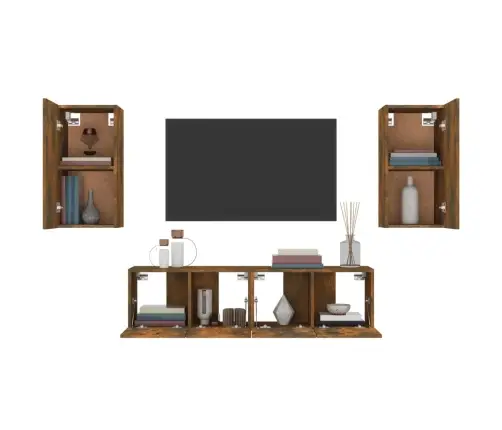 4-Osaline Telerikappide Komplekt, Suitsutatud Tamm, Tehispuit