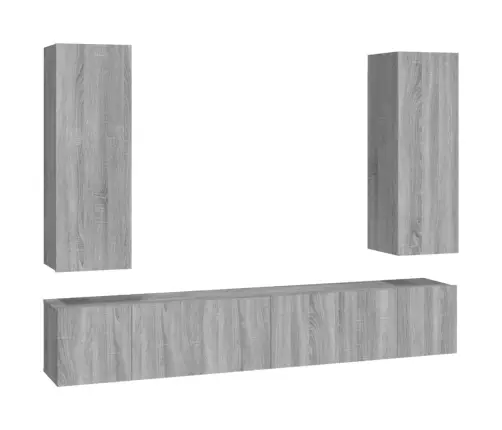 5-Osaline Telerikappide Komplekt, Hall Sonoma Tamm, Tehispuit