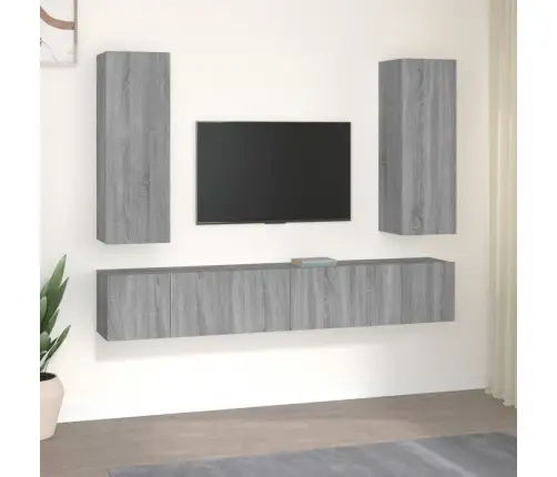 5-Osaline Telerikappide Komplekt, Hall Sonoma Tamm, Tehispuit