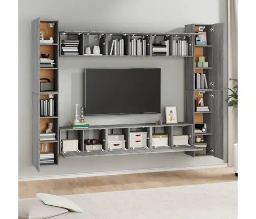 10-Osaline Telerikappide Komplekt, Hall Sonoma Tamm, Tehispuit