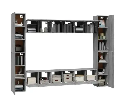 10-Osaline Telerikappide Komplekt, Hall Sonoma Tamm, Tehispuit