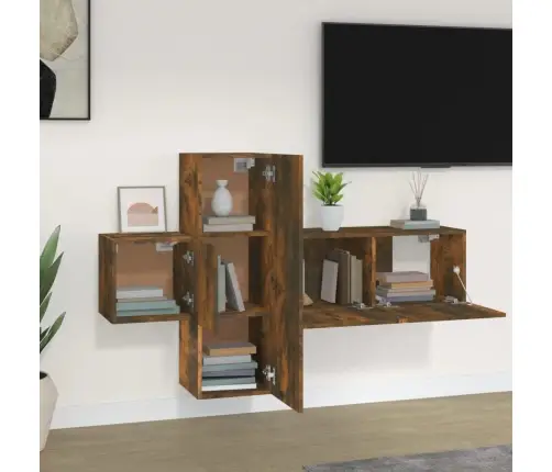 3-Osaline Telerikappide Komplekt, Suitsutatud Tamm, Tehispuit