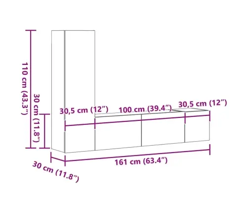 3-Daļīgs Tv Skapīšu Komplekts, Ozola Krāsa, Inženierijas Koks Vidaxl