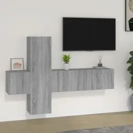 3-Daļīgs Tv Skapīšu Komplekts, Pelēka Ozola, Inženierijas Koks Vidaxl