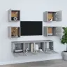 Tv Spintelių Komplektas, 6 Dalių, Pilkas Ąžuolo, Mediena