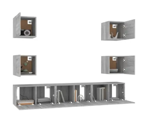 7 -Osaline Telerikappide Komplekt, Hall Sonoma, Tehispuit