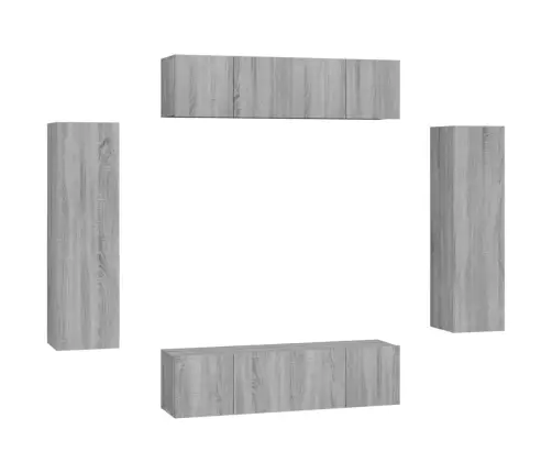6-Daļīgs Tv Skapīšu Komplekts, Pelēka Ozola, Inženierijas Koks Vidaxl 6-Daļīgs Tv Skapīšu Komplekts, Pelēka Ozola, Inženierijas Koks Vidaxl