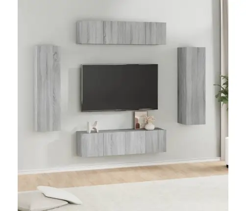 6-Daļīgs Tv Skapīšu Komplekts, Pelēka Ozola, Inženierijas Koks Vidaxl 6-Daļīgs Tv Skapīšu Komplekts, Pelēka Ozola, Inženierijas Koks Vidaxl