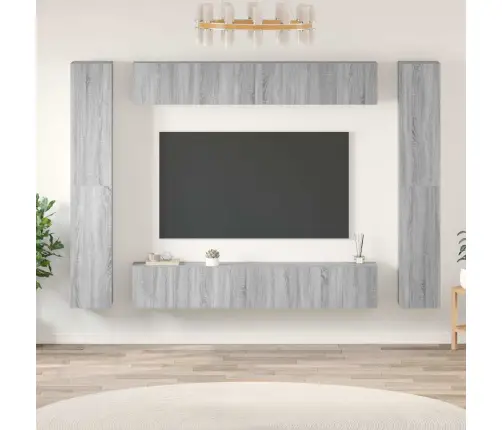 10-Osaline Telerikappide Komplekt, Hall Sonoma Tamm, Tehispuit