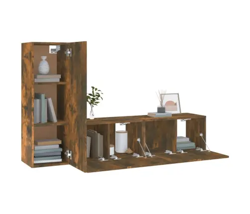 3-Osaline Telerikappide Komplekt, Suitsutatud Tamm, Tehispuit