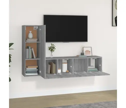 3-Osaline Telerikappide Komplekt, Hall Sonoma Tamm, Tehispuit