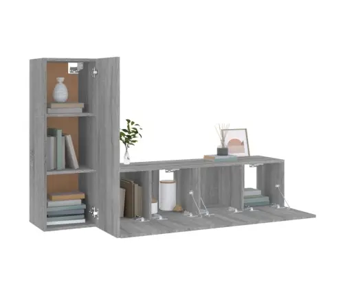 3-Osaline Telerikappide Komplekt, Hall Sonoma Tamm, Tehispuit