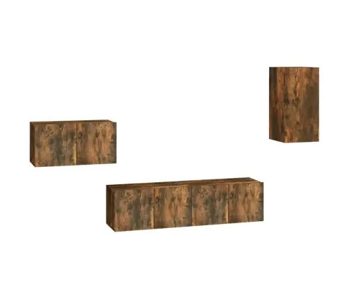 4-Osaline Telerikappide Komplekt, Suitsutatud Tamm, Tehispuit