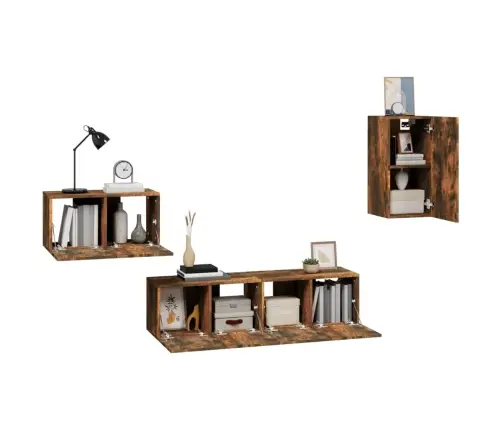 4-Osaline Telerikappide Komplekt, Suitsutatud Tamm, Tehispuit