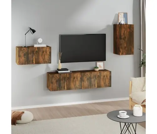 4-Osaline Telerikappide Komplekt, Suitsutatud Tamm, Tehispuit