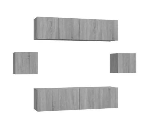 6-Daļīgs Tv Skapīšu Komplekts, Pelēka Ozola, Inženierijas Koks Vidaxl