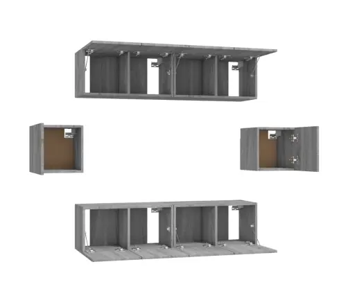 6-Daļīgs Tv Skapīšu Komplekts, Pelēka Ozola, Inženierijas Koks Vidaxl