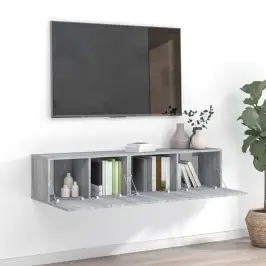Tv Spintelių Komplektas, 2 Dalių, Pilkas Ąžuolo, Mediena
