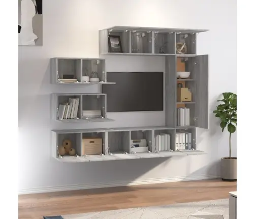 8-Daļīgs Tv Skapīšu Komplekts, Pelēka Ozola, Inženierijas Koks Vidaxl